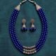 Handcrafted Blue Glass Bead Alloy Necklace